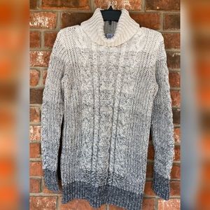Gap Cable Knit Turtleneck Marled Neutral Sweater